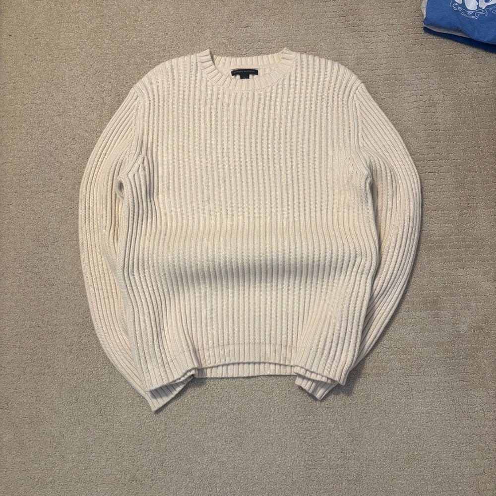 Banana Republic Cream Crewneck Sweater Ribbed Knit